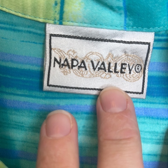 Napa Valley Green Blue Striped Top 1X PLUS SIZE - Picture 5 of 8